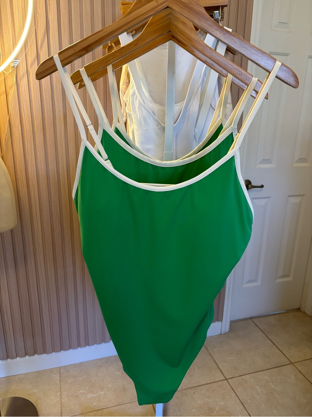 Andie “The Belle” Green One-Piece Swimsuit with Cream Trim